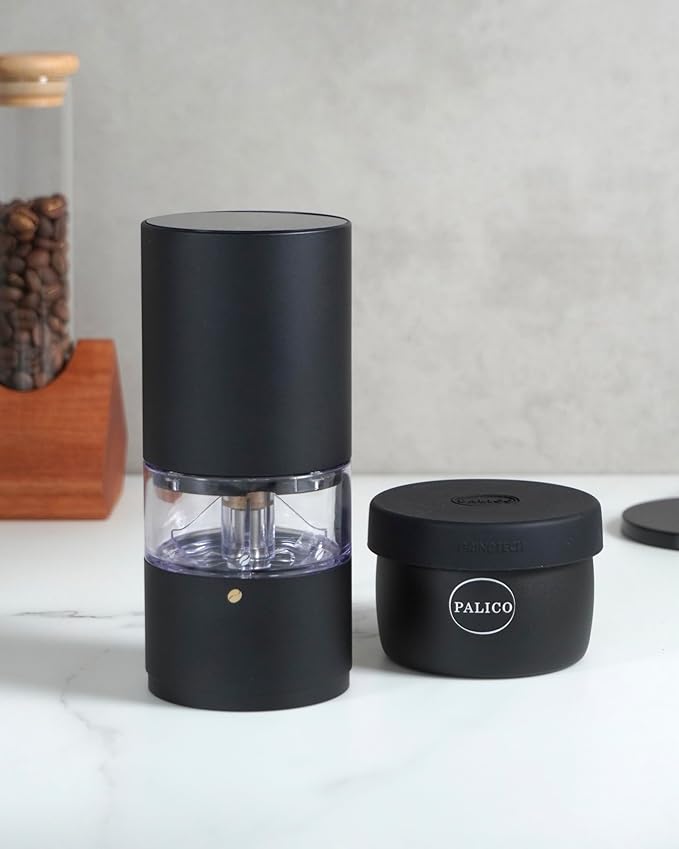 PALICO GrindTech STD - Portable Rechargeable Electric Coffee Grinder, Cordless Charging Base with Type C, 20 grind size SUS Conical Burr, for Home/Office/Travel/Camping