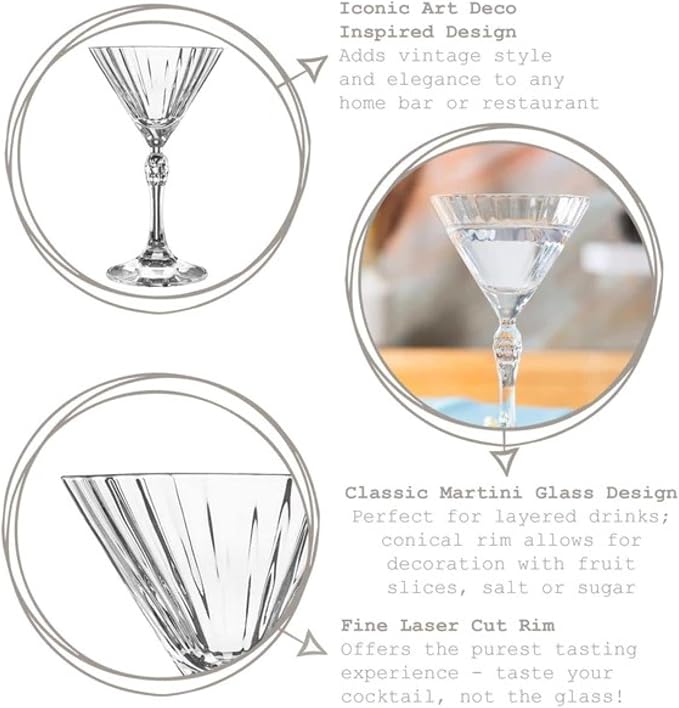 Bormioli Rocco America '20s 8.25 oz. Martini Glasses, Clear, Set of 4