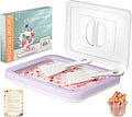 Rolled Ice Cream Maker Kit with Lid, 2 Spatulas & Recipe Guide - Instant Freeze Tray for Homemade Roller Ice Cream, Fun Family Activities (Purple)