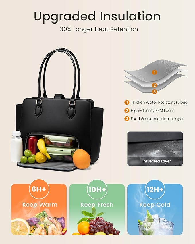 LOVEVOOK Lunch Tote Bag for Women, 2-in-1 Work Tote Bag with Lunch Compartment, Insulated Lunch Bag & 15.6 Inch Laptop Bag for Women, Ideal for Teacher, Nurse and Camping Use, Pink Mud