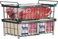 iSPECLE 2 Pack Freezer Organizer Bins - Fit 10 to 20 Cu.Ft Deep Freezer, Expandable Wire Storage Chest Freezer Baskets for Frozen Food, Stackable with Handles, Black