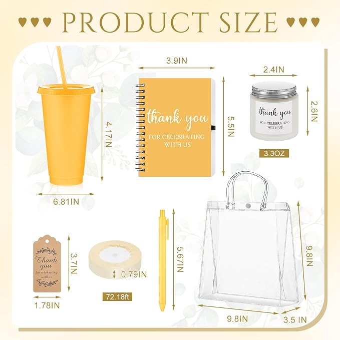 Nuogo 6 Sets New Parent Shower Prizes for Player Winners Adult, Wedding Bridal Shower Gift, Plastic Tumbler Notebook Scented Candle Ballpoint Pen Bag (Colorful,Classic Style)