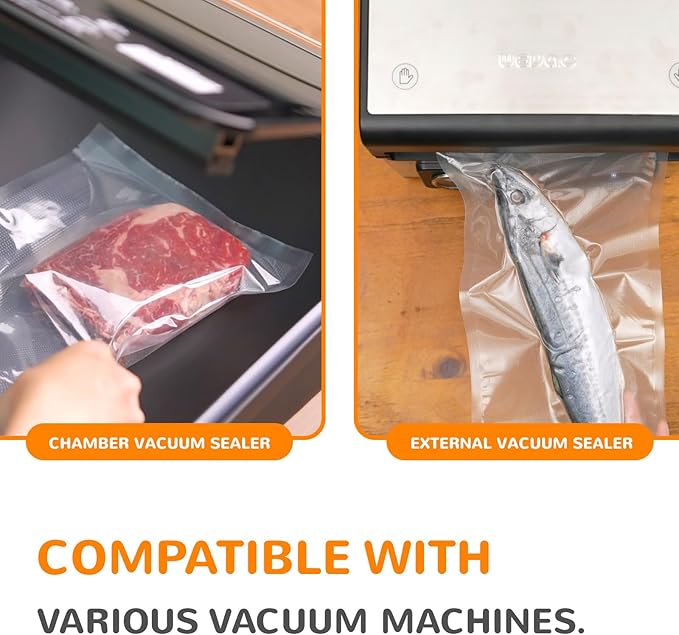 Wevac 8” x 150’ Food Vacuum Seal Roll Keeper with cutter, Ideal Vacuum Sealer Bags for Food Saver, BPA Free, Commercial Grade, Great for storage, meal prep and Sous Vide (8" x 150')