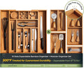 keechee 6-Piece Bamboo Drawer Organizer Set, 2.2" Deep Multi-Use Organizers for Utensils, Silverware, Cutlery, Desk, Bathroom, Junk Drawer & Makeup, Non-Slip Feet Included.