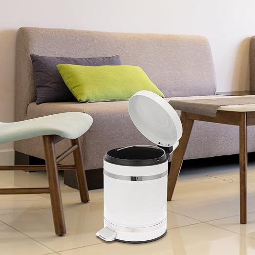 DOITOOL Bathroom Trash Can with Foot Pedal and Lid, 12l Round Roman Pattern Waste Bin for Home and Office Use