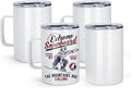 AGH 16oz Sublimation Mugs with Handle, 304 Stainless Steel Sublimation Coffee Mug with Splash-proof Lid, Vacuum Insulated Travel Beer Tea Mug Compatible with Cricut Mug Press, 4 Pack