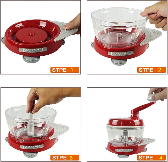 KIRKWOOD KITCHEN Multi-function Manual Food Processor Kitchen Meat Grinder Vegetable Chopper, Slicer Spinner Dicer for Fruits, Herbs, Lettuce, Salad Foods