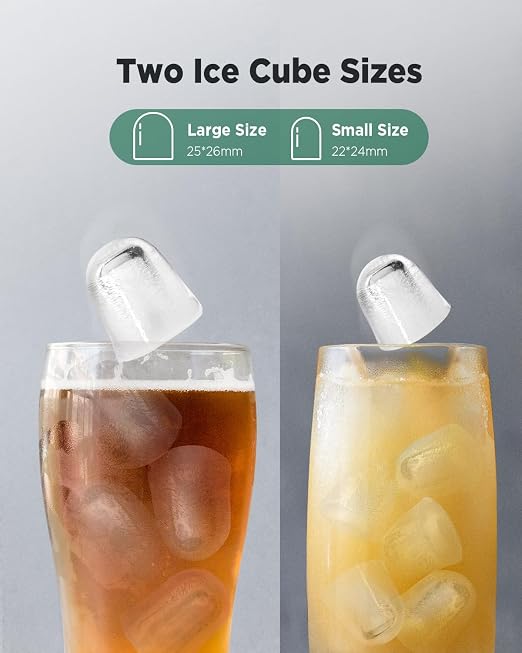 Ice Maker Countertop, Portable Ice Machine Ready in 6 Minutes with 9 Cubes 26LBS in 24H, Self-Cleaning with Ice Scoop and Basket, Two Sizes of Bullet Ice for Home Kitchen Office, Bar and Parties