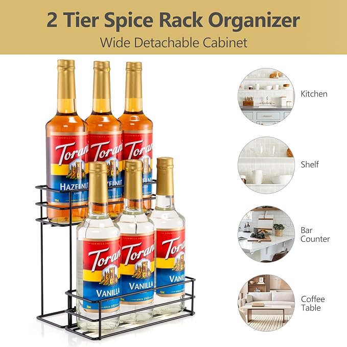 kimilus 6 Bottle Coffee Syrup Organizer Coffee Syrup Rack for Coffee Bar Kitchen Small Wine Rack for Bar Family Storage for Syrup Wine Dressing