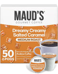 Maud's Salted Caramel Flavored Coffee Pods, 50ct, Medium Roast Flavored Coffee in Single Serve Pods – 100% Arabica Beans, Compatible with Keurig K Cups Maker