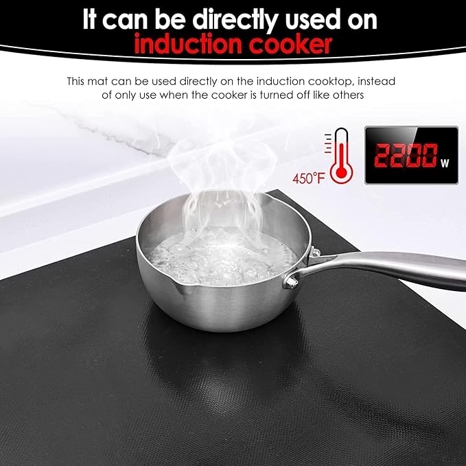 KITCHENRAKU KR Large Induction Cooktop Protector Mat, (Magnetic) Food Grade Electric Stove Burner Covers Anti-Strike&Anti-Scratch as Glass Top Stove Cover