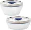 Anyday 4-Pc Microwave Cookware & Glass Food Storage Set with Glass Lids | Medium Plastic-Free Containers | Stackable Steamer with Vented Lid for Microwave-Safe Reheating & Steaming Vegetables, Rice