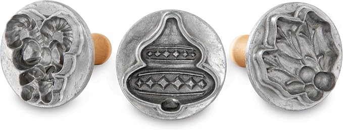 Nordic Ware Holiday Cookie Stamps (Set of 3), Sturdy Cast Aluminium Cookie Stamp Set, Cookie Press Set Made in the USA, Sturdy and Durable Biscuit Maker Press Set
