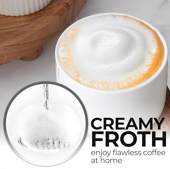Zulay Kitchen Rechargeable Milk Frother Handheld - Frother Wand, Drink Mixer, Electric Whisk Frother, for Cappuccinos, Matcha & Protein Powder - Dynamic 3 Whisk, 3 Speed 500mAh Cream Gold