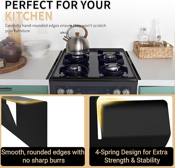 Stove Gap Covers 316 Stainless Steel,Stove Gap Filler,Heat-Resistant Oven Side Gap Filler,Between Stove and Counter Slide In Range Trim Kit for Kitchen,2 Pack (23.2” Matte Black)
