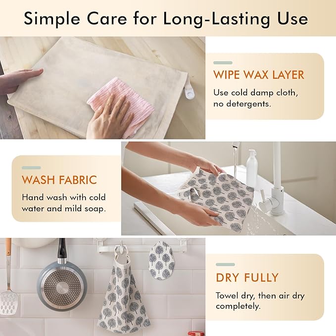 Beeswax Bread Bag & Dough Proofing Bowl Cover Set, Reusable Sourdough Bread Storage Bags, Freezer Safe Bakery Essentials for Homemade Bread