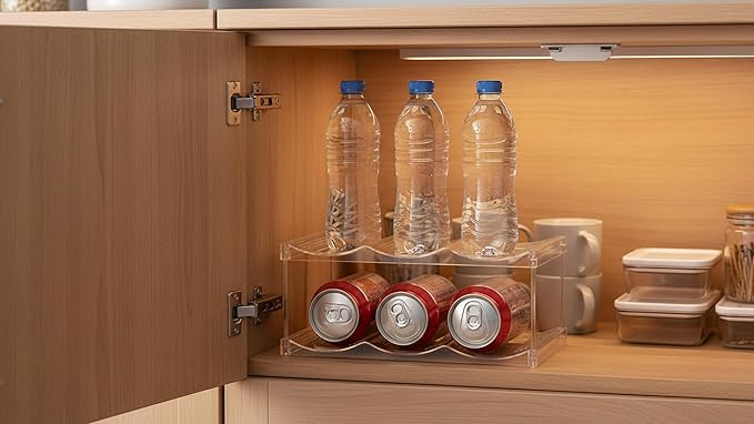 Stackable Water Bottle Storage Organizer, Clear Freestanding Wine Bottle Holder for Cabinet, Tumbler Cup Organizer - Plastic Large Compartment Wine Rack for Fridge Cellar, 2-Tier Hold 6 (Two Floors)