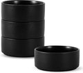 Stoneware Cereal and Soup Bowls Set of 4, 6 Inch Matte Glaze Ceramic Bowls for Breakfast & Oatmeal, Microwave and Dishwasher Safe, Matte Black