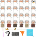 3.4 oz Small Glass Spice Jars with Lables, 24 Pack Empty Mini Square Spice Bottles with Airtight Flip Top Lids, Chalkboard Labels and Collapsible Funnel for Home and Kitchen