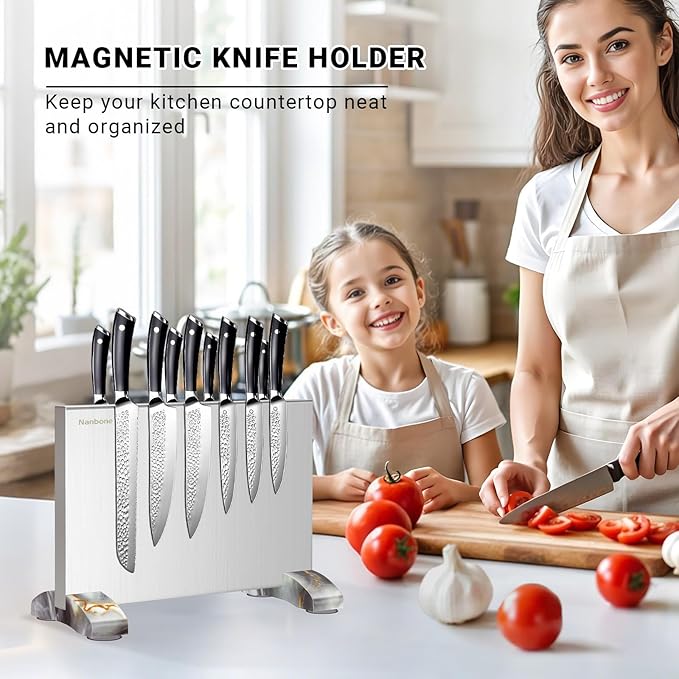 Magnetic Knife Block Stand Without Knives Double Sided Magnetic Knife Holder Rack for Kitchen Counter Stainless Steel Knife Magnetic Strip Display Stand Storage Organizer