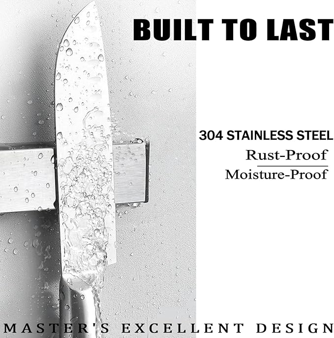 Magnetic Knife Holder for Wall, 20" Magnetic Knife Strips, Stainless Steel Magnetic Bar as a Knife Holder, Magnetic Strip for Knives for Kitchen Utensil Organizer (Silver, 20 Inch)