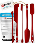DI ORO Silicone Jar Spatulas for Scraping - Rubber Spatulas Silicone Heat Resistant - Kitchen Spatulas Nonstick Cookware Safe - Silicone Utensil Set for Blenders, Mixing, Baking, & Makeup (5pc, Red)
