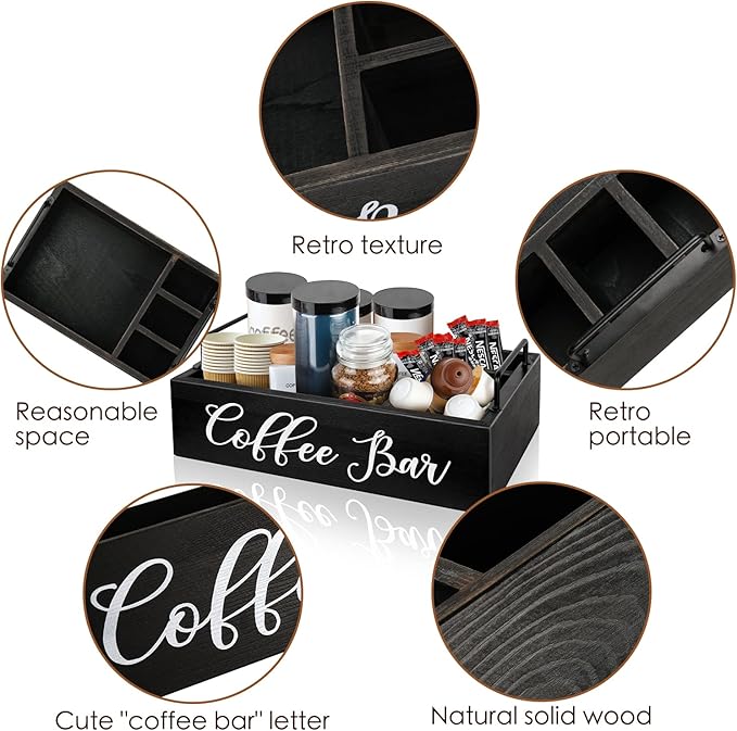 MINCORD Coffee Station Organizer & Coffee Filter Holder With Lid for Coffee Bar Decor