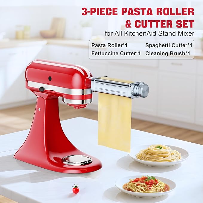 Pasta Maker Attachment for all KitchenAid Stand Mixer, including Pasta Sheet Roller