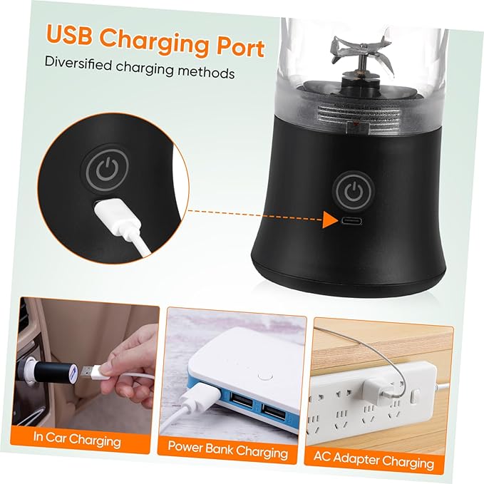 PRETYZOOM Portable 600ML Fruit Blender Juicer Cup Battery Powered Electric Blender for Smoothies and Juices USB Rechargeable Ideal for Travel and Home Use Transparent Design