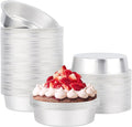 Beasea Aluminum Ramekins, 100 Pack 4" 7.3oz 215ml Mini Disposable Baking Foil Cups No Lids Ramekin Cup Cupcake Aluminum Baking Cups for Party - Silver