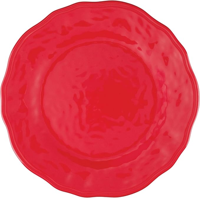 UPware 12 Piece Holiday Red Melamine Dinnerware Sets, Outdoor Dishes Set, Plates and Bowls Sets, Christmas Decorations, Service for 4, Red