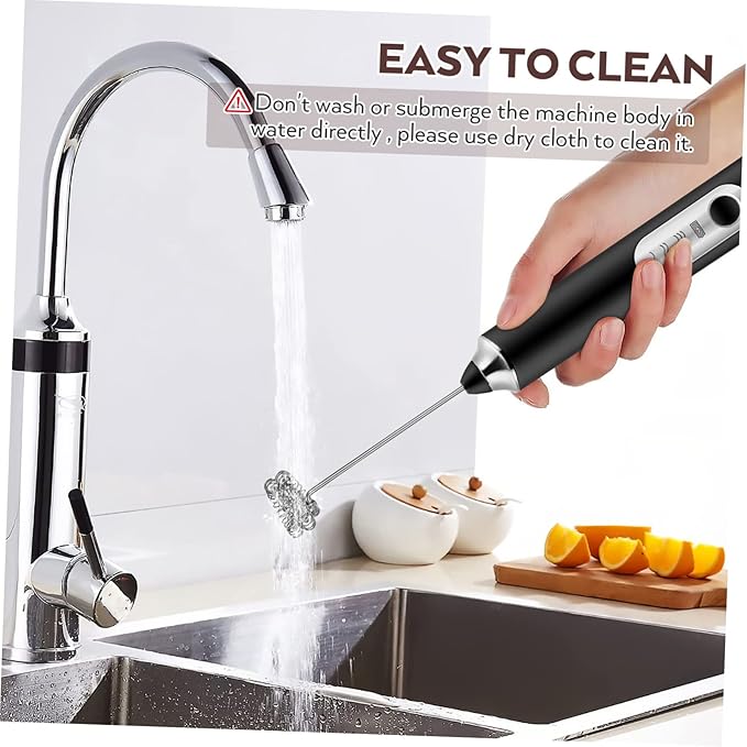 Cabilock Rechargeable Electric Milk Frother Handheld Whisk Speed Portable Foam Maker for Coffee Latte Matcha Egg Beater with USB Charging and Stable Standing Design