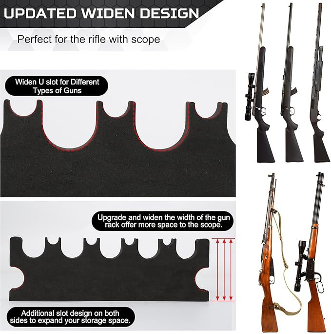 OCQOTAT Gun Rack for Gun Storage, Gun Safe Accessory for Rifles and Shotguns, Gun Holder in Gun Cabinet, Shotgun Rifle Rest, Foam Material with Magnetic Strip and Hook Strip , Gifts for Hunters