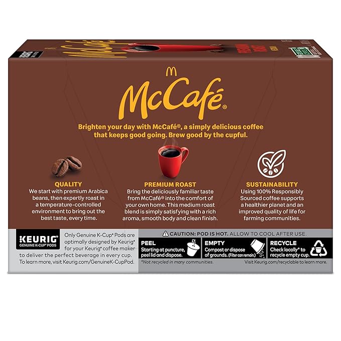 McCafe Premium Roast Coffee, Single Serve Keurig K-Cup Pods, Medium Roast, 60 Count, (6 Packs of 10)