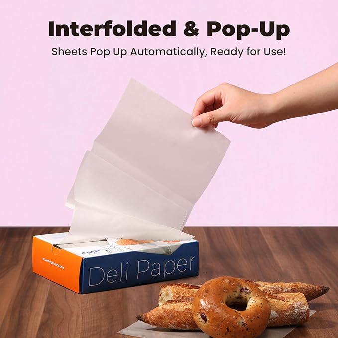 Fit Meal Prep [500 Pack] 8 x 10.75" Wax Paper Sheets for Food, Interfolded Precut Deli Pop Up Grease-Proof Sandwich Paper Wraps, Waterproof for Lunch, Food Basket, Microwave Cover, BBQ