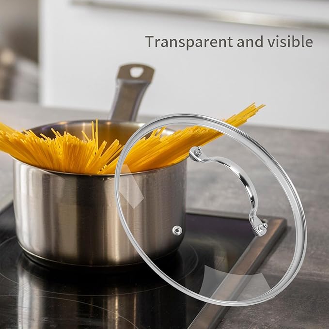 10.5" Tempered Glass Pan Lid with Steam Vent, Thickened to 4mm and Dishwasher Safe and Oven up to 480℉, Universal Lid Fit for Cast Iron Skillets, Frying Saute Pan, Cooking Pot