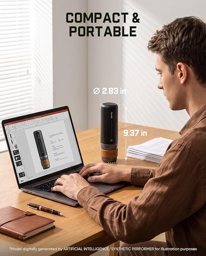 Fanttik Cafein 11 Portable Coffee Machine, Self-Heating Electric Espresso Machine with USB-C, 20 Bar Coffee Maker for Travel, Hiking, Gym and Office