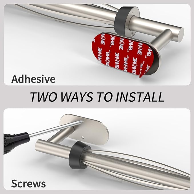 Paper Towel Holder Under Cabinet, Single Hand Operable Roll Holder with Damping Effect,Self-Adhesive or Drilled SUS304 Stainless Steel for Kitchen Bathroom,Brushed Nickel