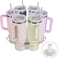 Aobiono Water Bottle Organizer for Stanley 40 oz Tumbler, Rotatable Cup Holder Stand 6 Slot Lazy Susan Spinning Carousel, Kitchen Cabinet Storage Accessories (Transparent)