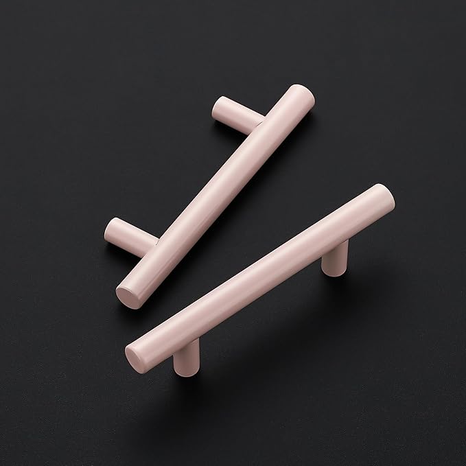Ravinte 6 Pack | 5 Inch Cabinet Pulls Pink Stainless Steel Kitchen Drawer Pulls Cabinet Handles 5 InchLength, 3 Inch Hole Center