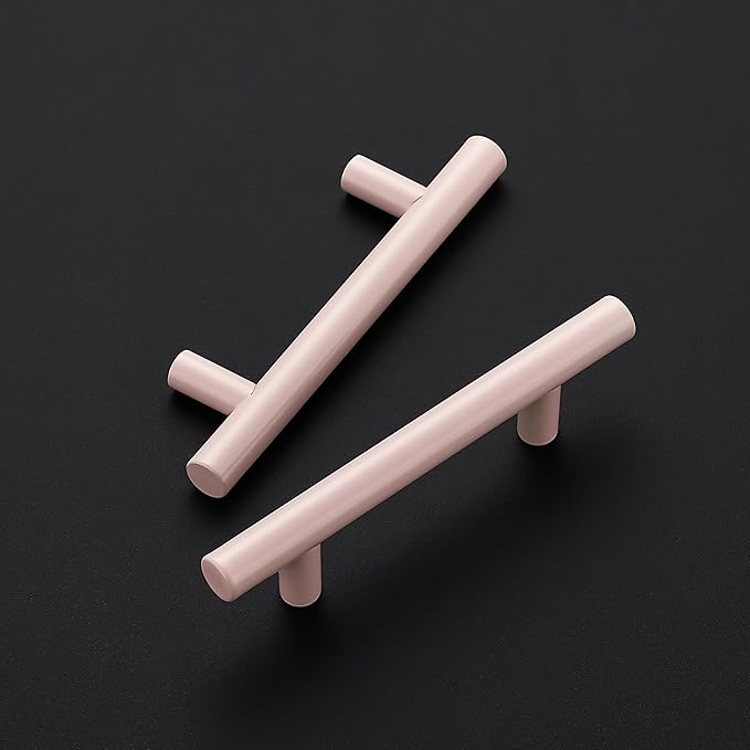 Ravinte 30 Pack | 5 Inch Cabinet Pulls Pink Stainless Steel Kitchen Drawer Pulls Cabinet Handles 5 InchLength, 3 Inch Hole Center