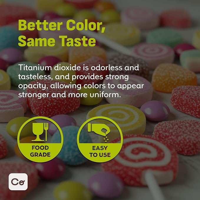 Coolinario Titanium Dioxide Powder (1 GAL - 5.2 LBS) Food Grade | Whitening & Opacifying Agent for Confections, Beverages & Sauces, Creates Bright, Vibrant Colors & Enhances Appearance