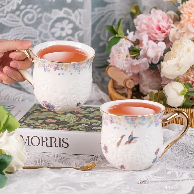 KAMMAK Coffee Mugs Set of 2 Ceramic Novelty Cups 16oz Porcelain Tea Cups Large Cappuccino Mugs with Handle Espresso Mug for Hot Cocoa, Latte, Breakfast Cereal, Americano (Colorful)