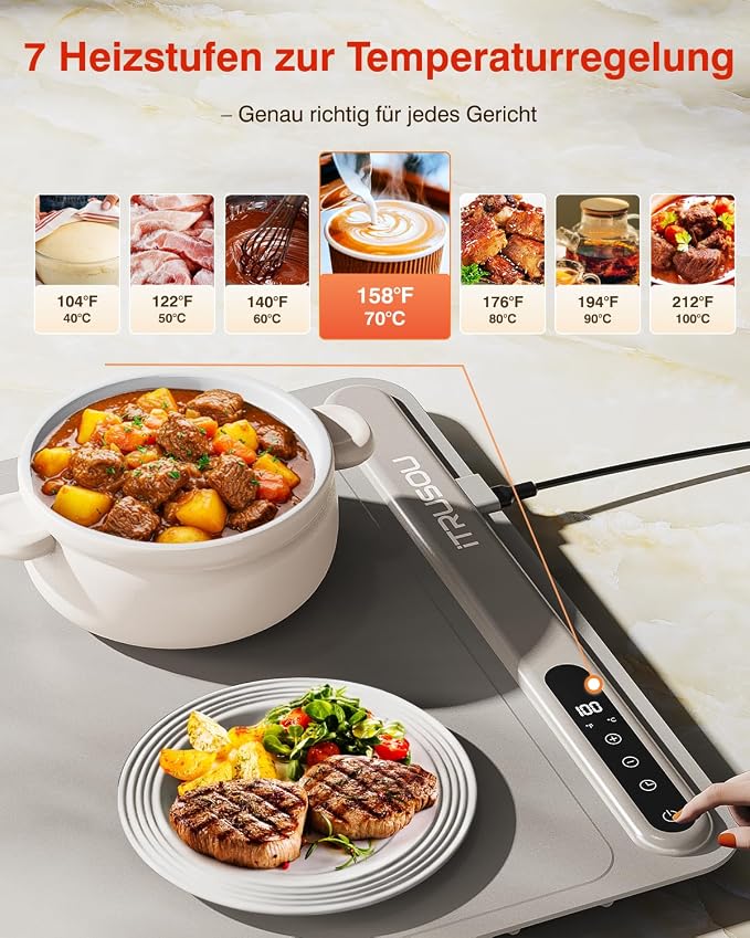 Warming Mat for Food (35"x16") - iTRUSOU Extra Large Electric Warming Tray with 7-Level Temp, 500W High-Power & 99H Timer - Rollable XL Large Food Warming Mat for Parties & Buffet