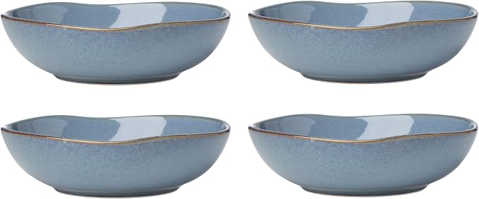 Oneida Dinnerware Set, Organic Shades Blue Pasta Bowls, Set of 4, Service For 4, Dishwasher and Microwave Safe, Made of Stoneware, Salad Bowl, Pasta Bowl, Home, Kitchen And Dining (Blue, 4 Pieces)