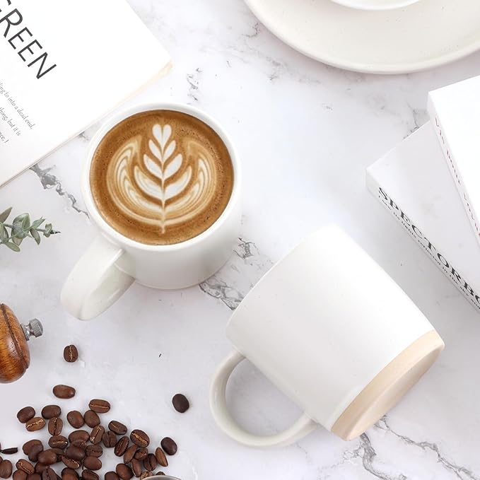 Coffee Mugs Set of 6, 14 oz Coffee Cups Ceramic, Ceramic Cup Set with Handle and Speckled Patterns for Coffee, Tea, Cocoa, Milk, Microwave & Dishwasher Safe