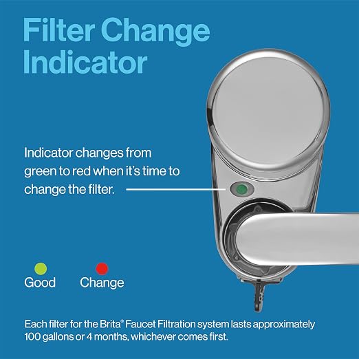 Brita Replacement Water Filter for Faucet Mount, Removes 99% of Lead, Sink Filtration System, Chrome, 2 Count