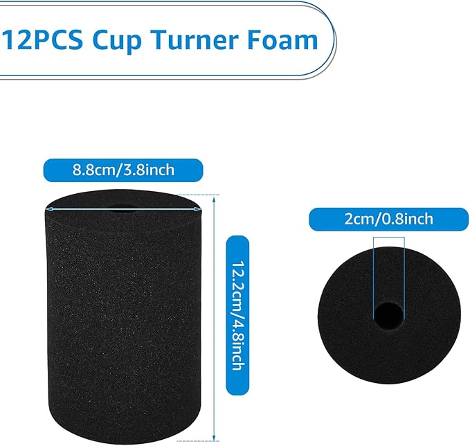 LANIAKEA Cup Turner Foam, 12PCS Cup Turner Foam Inserts Fit 10oz-40oz Tumbler Crafting, Black Tumbler Turner Inserts for 3/4 Inch PVC Pipe