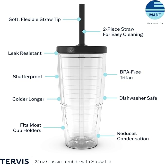 Tervis Peanuts - Ho Ho Ho Christmas Made in USA Double Walled Insulated Tumbler Travel Cup Keeps Drinks Cold & Hot, 24oz with Straw Lid, Classic