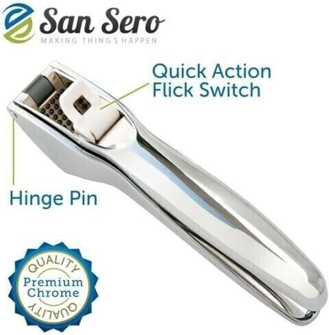 Japanese Garlic Press - Stainless Steel Garlic Press with Built-In Cleaning Tool - Garlic Mincer Spring Loaded Scraper- Kitchen Gadget Essentials - Peeler for Unpeeled Garlic Cloves - Dishwasher Safe